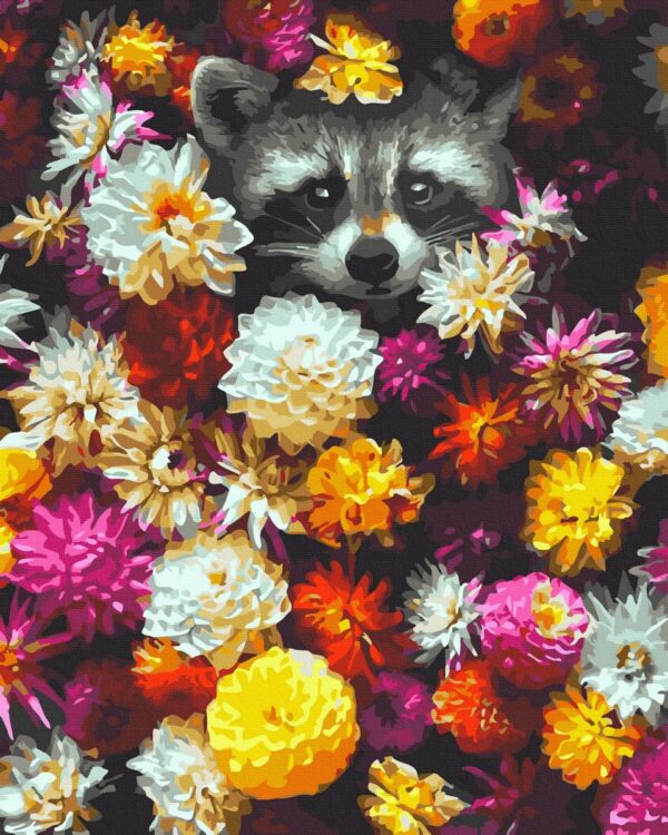 Raccoon among the flowers - Image 3