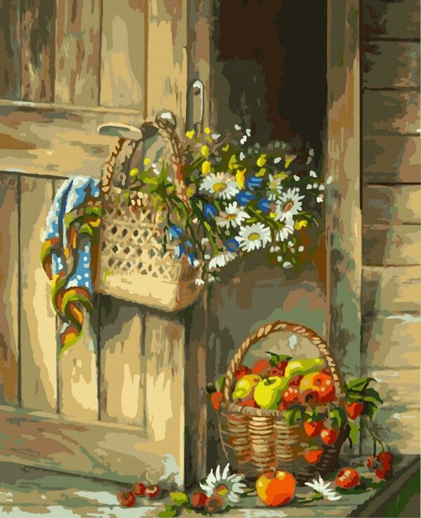 Basket with apples and wild flowers - Image 2