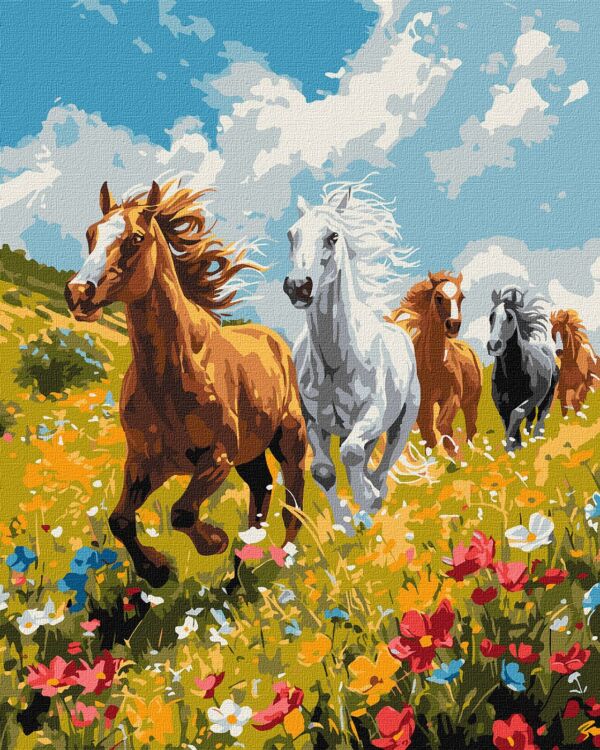 Horses among flowers - Image 2