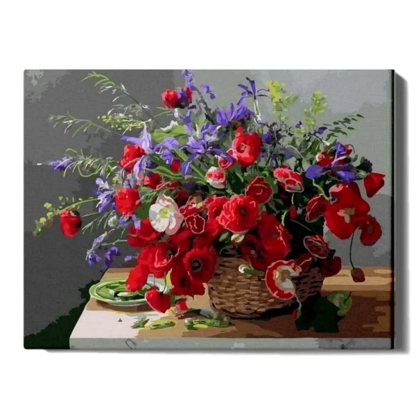 tapyba pagal skaicius raudonu geliu krepselis manotapyba.lt