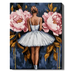 Balerina ir rožinės gėlės