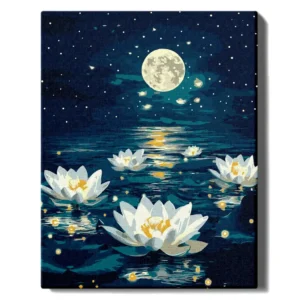 Lelijų žiedai naktį